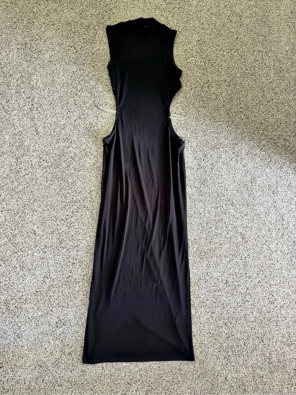 Zara Long Jewel Chain Cut Out Roll Neck Dress Black Maxi Dress Small
